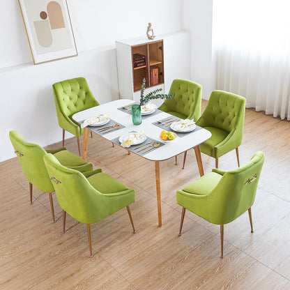 Samt Esszimmerstühle 4er Set – Modern & Bequem (Gelbgrün)