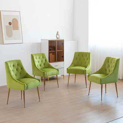 Samt Esszimmerstühle 4er Set – Modern & Bequem (Gelbgrün)