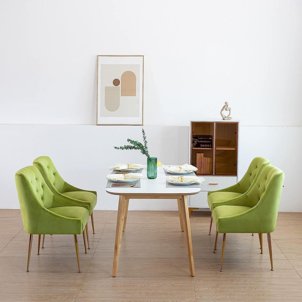 Samt Esszimmerstühle 6er Set – Modern & Bequem (Gelbgrün)