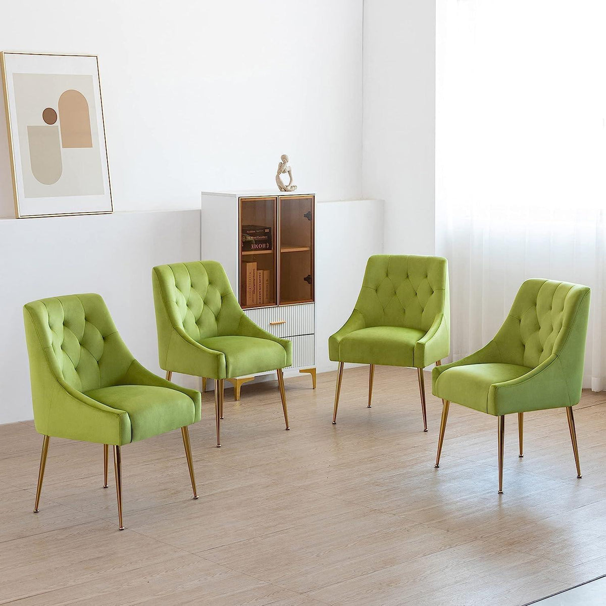Samt Esszimmerstühle 6er Set – Modern & Bequem (Gelbgrün)