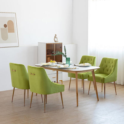 Samt Esszimmerstühle 6er Set – Modern & Bequem (Gelbgrün)