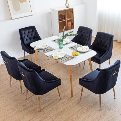 Samt Esszimmerstühle 6er Set Schwarz – Modern & Bequem
