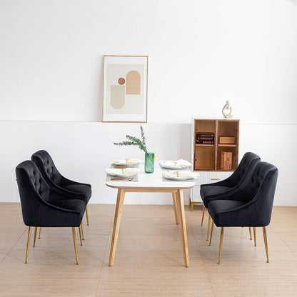 Samt Esszimmerstühle 6er Set Schwarz – Modern & Bequem