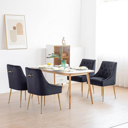 Samt Esszimmerstühle 6er Set Schwarz – Modern & Bequem