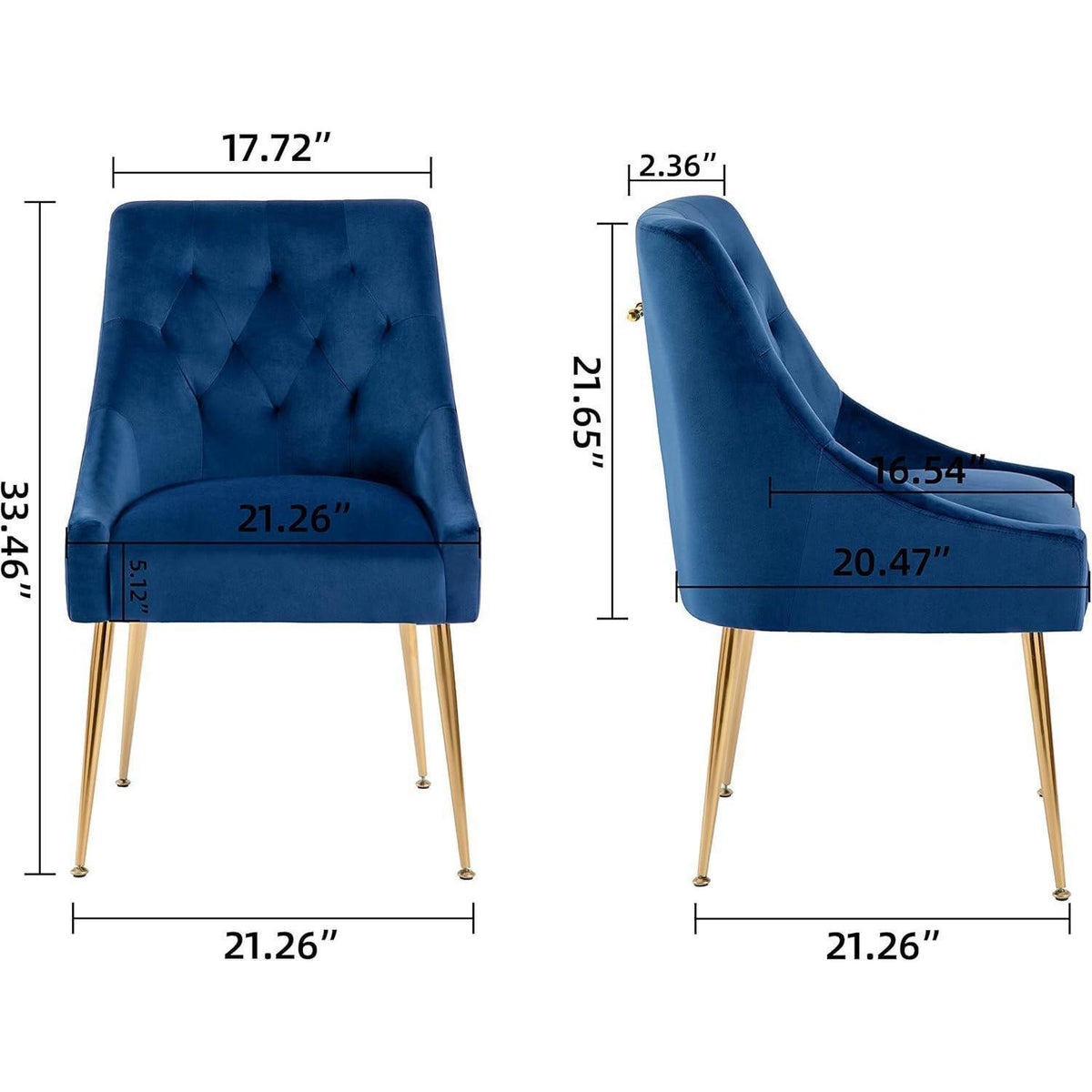 Samt Esszimmerstühle 2er Set – Modern & Bequem (Blau)