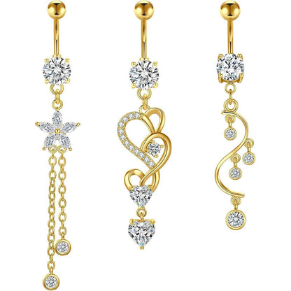 Bauchnabelpiercing 14G Bananen-Barbell 10mm mit Anhänger, Chirurgenstahl