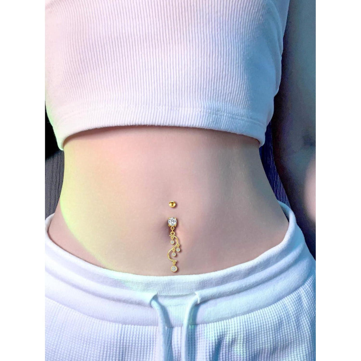 Bauchnabelpiercing 14G Bananen-Barbell 10mm mit Anhänger, Chirurgenstahl