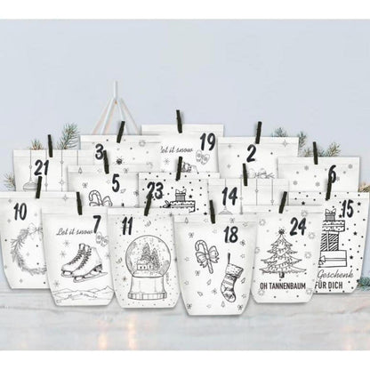 Adventskalender zum Befüllen: 24 DIY Papiertüten mit Zahlenaufklebern