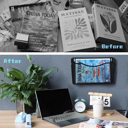 6 Pocket A4 Wandordner Organizer Schreibtisch Magazin Rack Mesh Rack A4 Papieraufbewahrung Büro Dokument Organizer