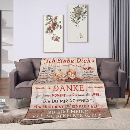 Liebeserklärung Decke Flauschig 130x150cm Partner Geschenk Jahrestag Valentinstag