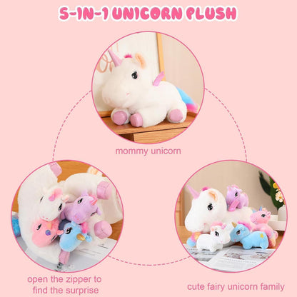 Einhorn Plüschkissen mit Babys & Flügeln - Kuscheliges Spielzeug