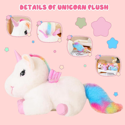 Einhorn Plüschkissen mit Babys & Flügeln - Kuscheliges Spielzeug