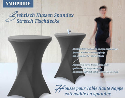 Stretch Stehtisch Husse 3er-Set Grau Ø80-85 cm Spandex Stretch