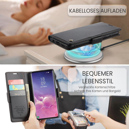 Samsung Galaxy S10 Handyhülle Schwarz Premium Leder Klapphülle RFID