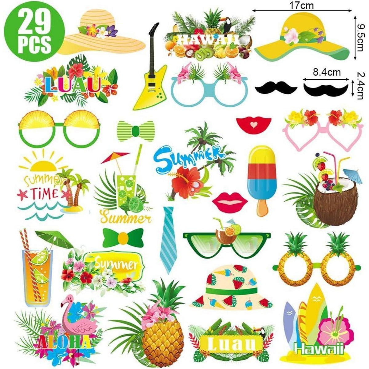 Fotobox Requisiten Hawaii 29 Stück Luau Party Zubehör
