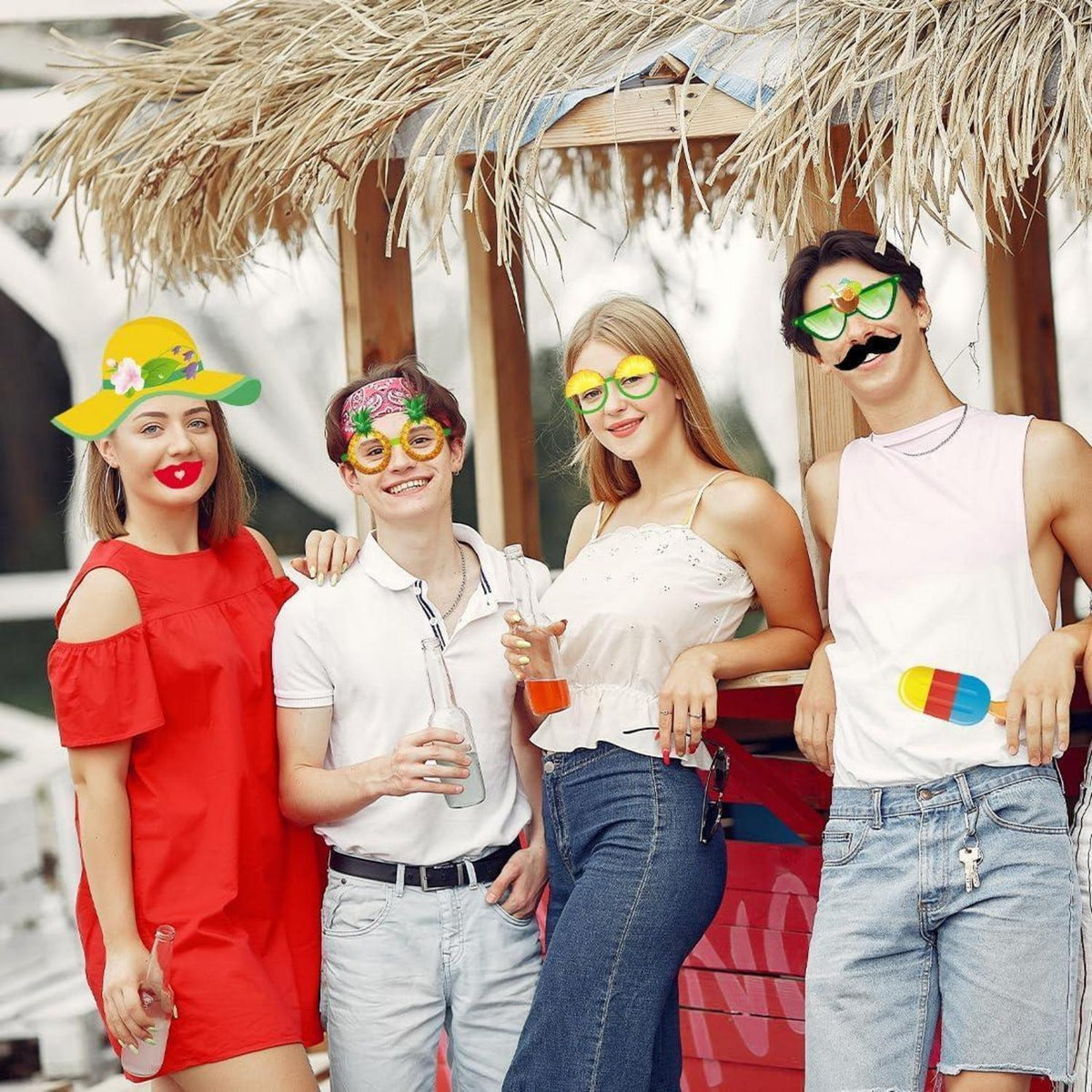 Fotobox Requisiten Hawaii 29 Stück Luau Party Zubehör