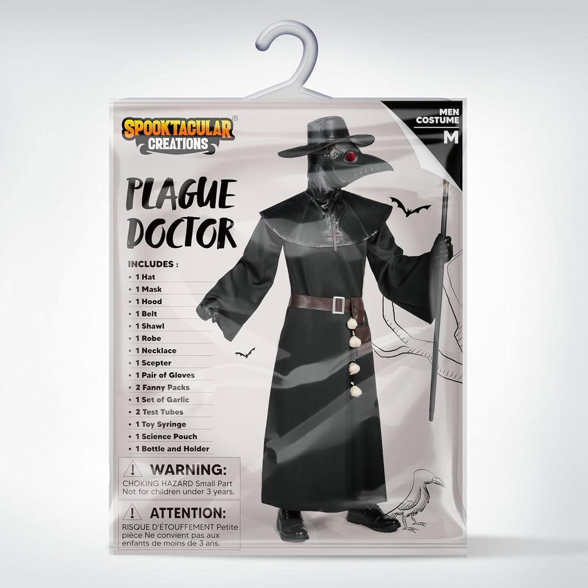 Herren Pestarzt Kostüm Set mit Maske und Zubehör XL