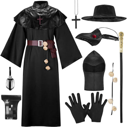 Herren Pestarzt Kostüm Set mit Maske und Zubehör
