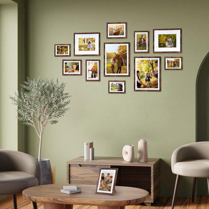 10er Set Bilderrahmen 9x13 cm Braun für 10x15 cm Fotos - Wand- und