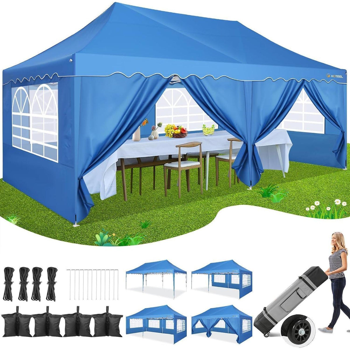 Faltpavillon 3x6 mit Seitenwänden – Wasserdicht & UV50+