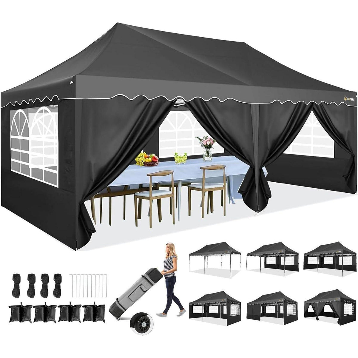 Faltpavillon 3x6 mit Seitenwänden – Wasserdicht & Stabil