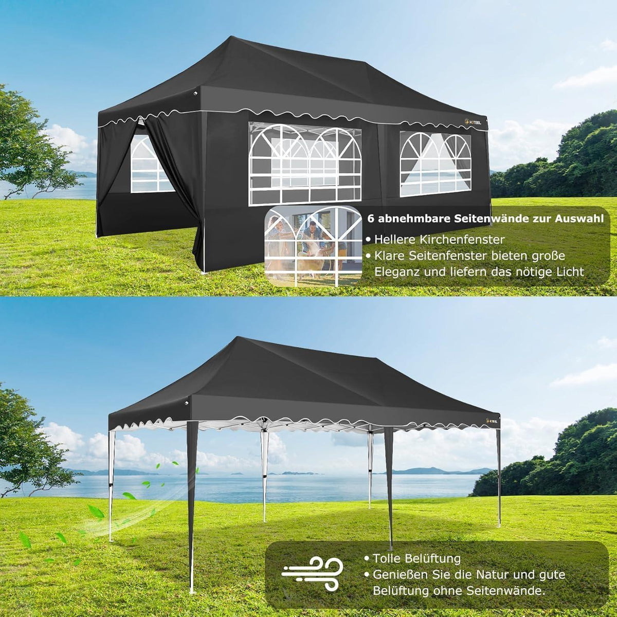 Faltpavillon 3x6 mit Seitenwänden – Wasserdicht & Stabil