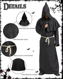 Mittelalter Mönch Robe Priester Kostüm Halloween Zauberer