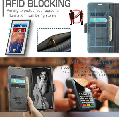 Samsung Galaxy S23 Ultra 5G Hülle RFID Leder Magnet Flip