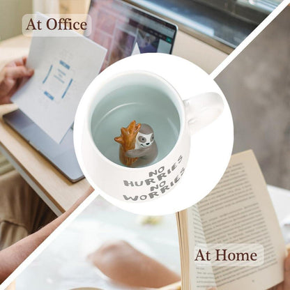 Personalisierte Faultier Keramik Tasse Lustig Kawaii 230ml Strohalm Tasse