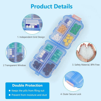 Tablettenbox 7 Tage Pillendose 10 Fächer BPA frei cleveres Design