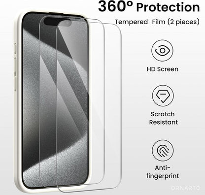 iPhone 15 Pro Hülle mit Kameraschutz und 2 Schutzfolien 6.1 Zoll