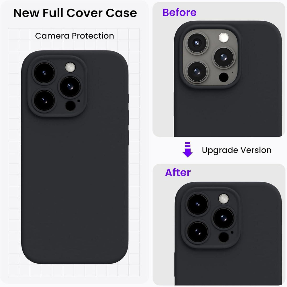 ORNARTO iPhone 15 Pro Max Hülle mit Kameraschutz und Schutzfolien - Schwarz