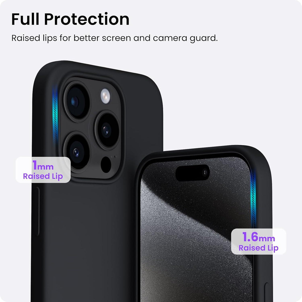 ORNARTO iPhone 15 Pro Hülle Silikon 6,1 Zoll Schwarz 2023
