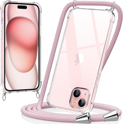 Handykette für iPhone 15 6,1 Zoll Transparente Necklace Hülle mit