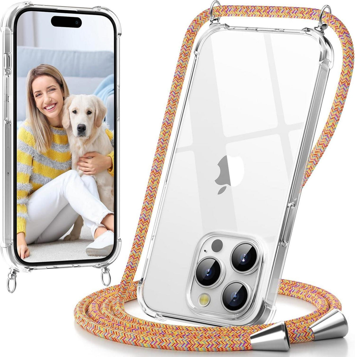 Handykette iPhone 15 Pro 6,1 Zoll Transparent Rainbow
