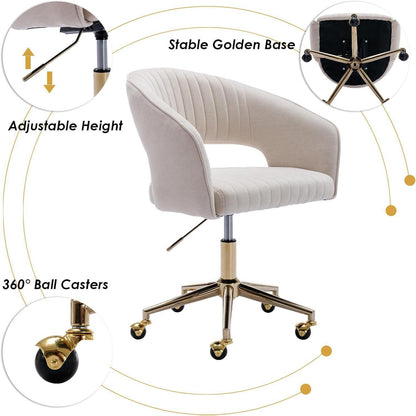 Moderne Bürostuhl Beige Chenille 360° Drehung Ergonomisch