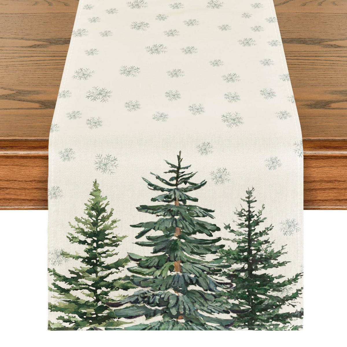 Tischläufer Kiefern Schneeflocken Weihnachten Beige 40x180 cm