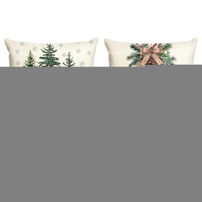 Weihnachtliche Kissenbezüge 4er Set - Holly, Kiefernzapfen, Rentier
