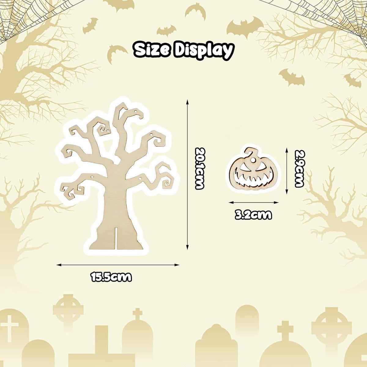 Halloween Deko Baum Kürbis Holz 3D Bastelset Kinder DIY Party Set