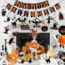 Halloween Deko Set Girlande Spiralen Skelett Luftballons Spinnennetz