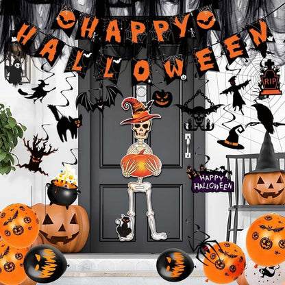 iZoeL Halloween Deko Horror Girlande Spiralen Skelettgeister Luftballons Spinnennetz Party
