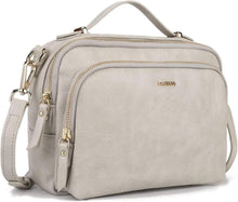 Umhängetasche Damen Crossbody Leder Klein Beige