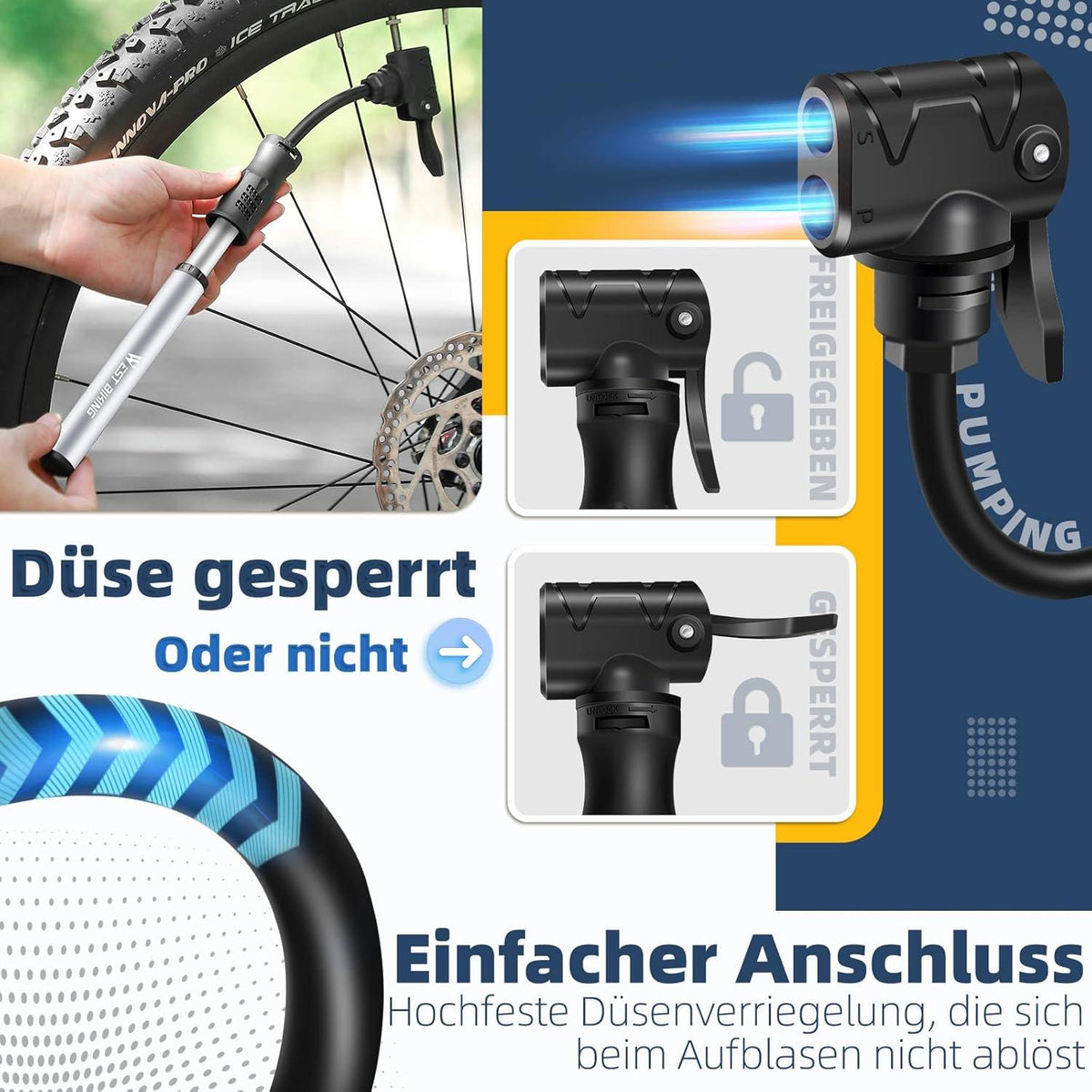 Mini Fahrradpumpe Aluminium Luftpumpe MTB Rennrad Ballpumpe