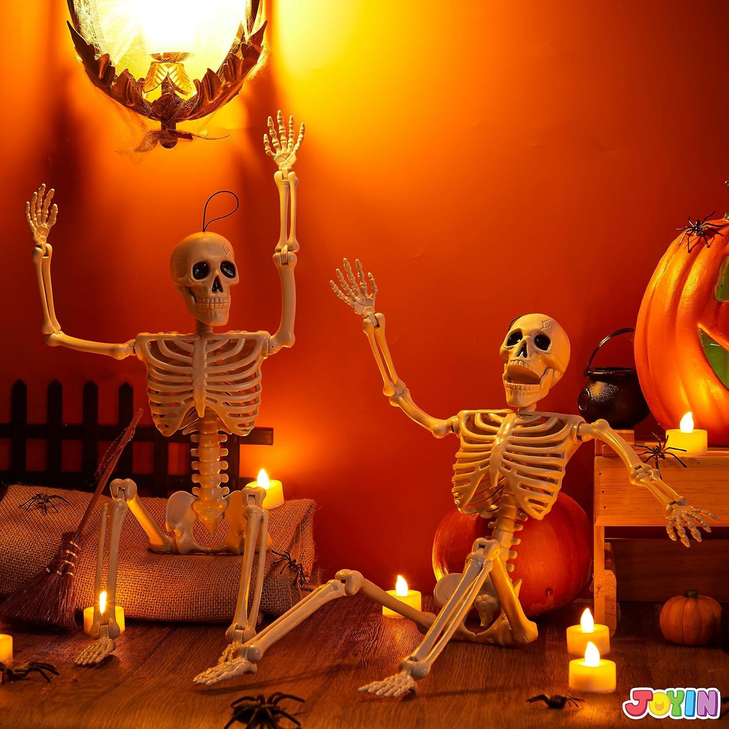 Halloween Skelette 2 Stück 61 cm groß bewegliche Gelenke Grusel Deko