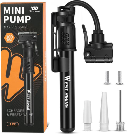 Mini Fahrradpumpe Aluminium Luftpumpe für Fahrrad alle Ventile tragbar