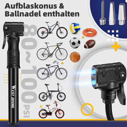 Mini Fahrradpumpe Aluminium für alle Ventile tragbare Luftpumpe klein
