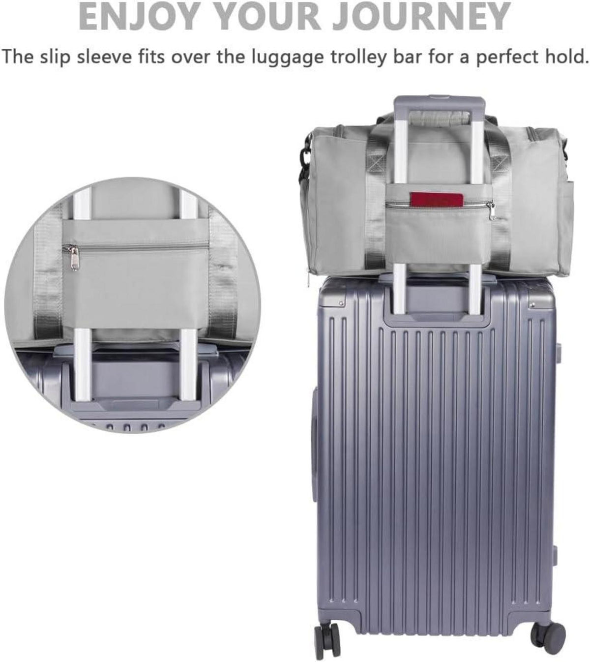 Flintronic 36L Faltbare Reisetasche Weekender Urlaub Wasserdicht Grau