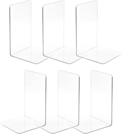 Transparente Acryl Buchstützen Set 3 Paare Bücherhalter 18x12x12CM