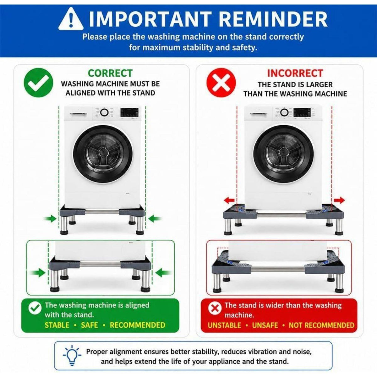 Waschmaschinenständer verstellbar – Podest für Waschmaschine & Co.