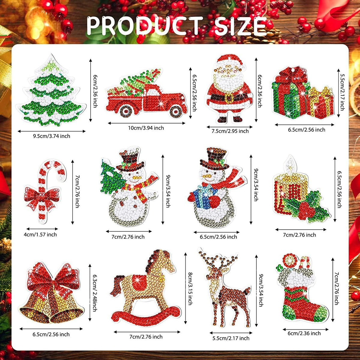 Diamond Painting Weihnachten Schlüsselanhänger 12er Set DIY Kit